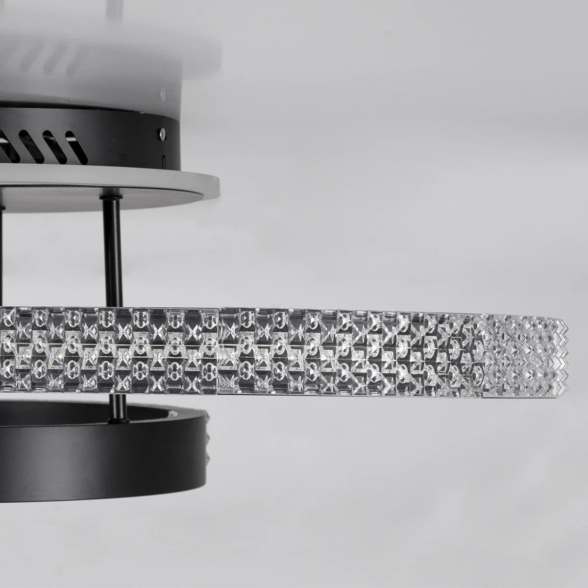 DIAMOND KLV-101-0223 Φωτιστικό Οροφής LED 67W 6700lm 360° AC 220-240V IP20 Ρυθμιζόμενο Λευκό CCT με Χειριστήριο από 2700K έως 6000K Dimmable - Lumileds SMD Chip - Μαύρο Ματ - Μ60 x Π40 x Υ14