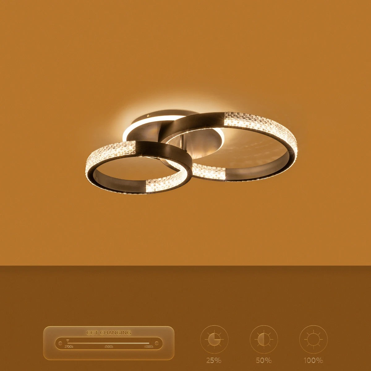 DIAMOND KLV-101-0223 Φωτιστικό Οροφής LED 67W 6700lm 360° AC 220-240V IP20 Ρυθμιζόμενο Λευκό CCT με Χειριστήριο από 2700K έως 6000K Dimmable - Lumileds SMD Chip - Μαύρο Ματ - Μ60 x Π40 x Υ14