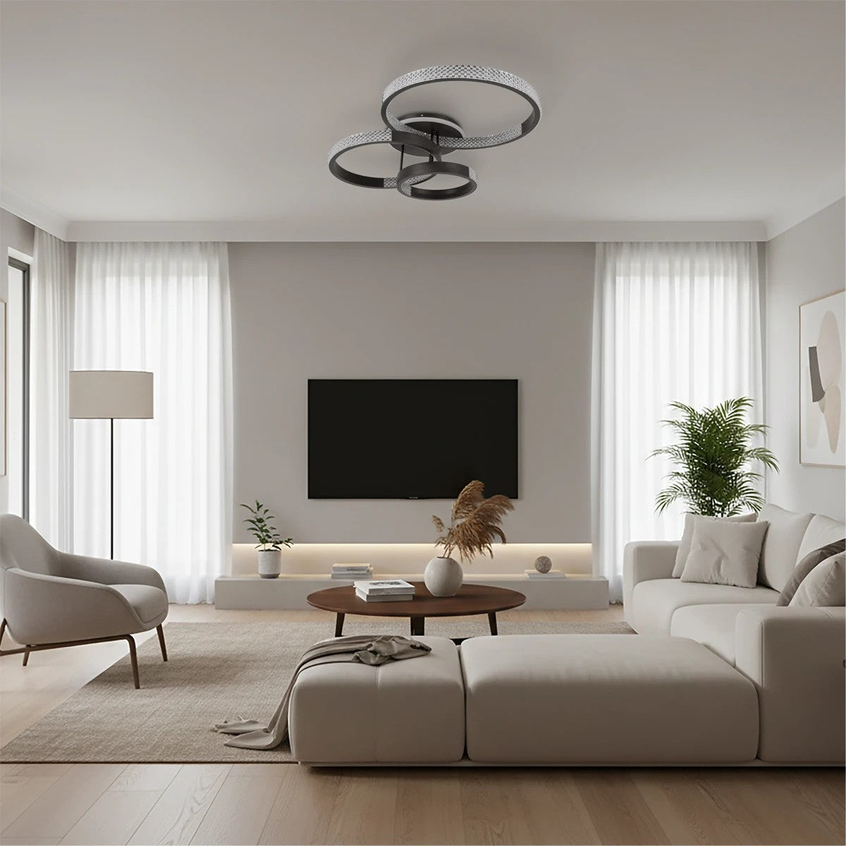 DIAMOND KLV-101-0226 Φωτιστικό Οροφής LED 100W 10000lm 360° AC 220-240V IP20 Ρυθμιζόμενο Λευκό CCT με Χειριστήριο από 2700K έως 6000K Dimmable - Lumileds SMD Chip - Μαύρο Ματ - Μ80 x Π50 x Υ20