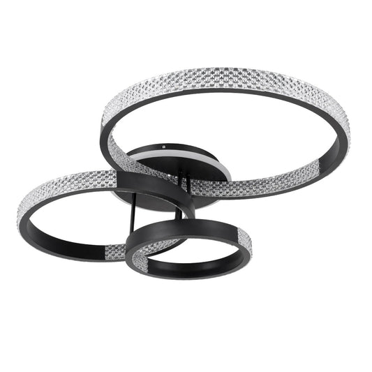 DIAMOND KLV-101-0226 Φωτιστικό Οροφής LED 100W 10000lm 360° AC 220-240V IP20 Ρυθμιζόμενο Λευκό CCT με Χειριστήριο από 2700K έως 6000K Dimmable - Lumileds SMD Chip - Μαύρο Ματ - Μ80 x Π50 x Υ20