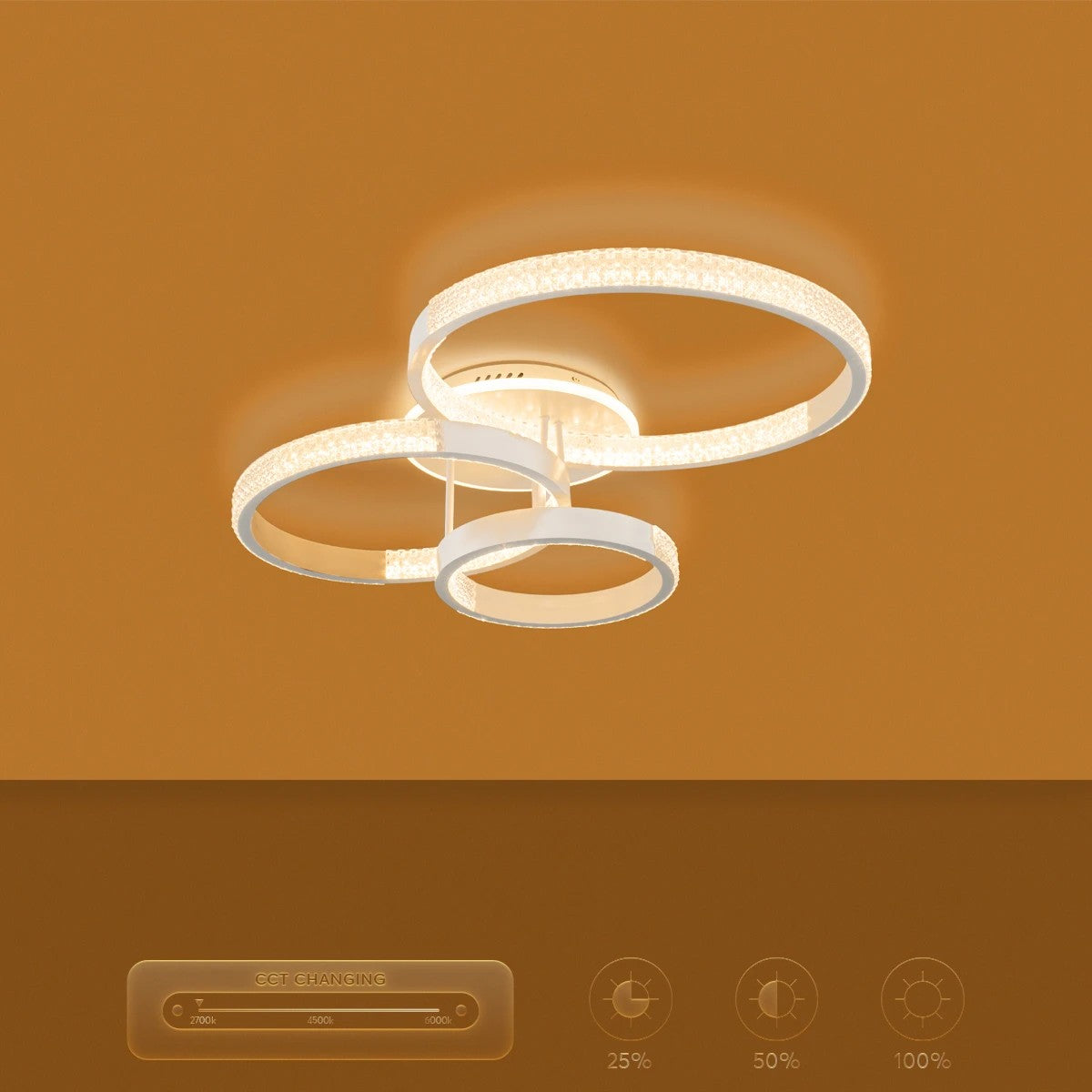 DIAMOND KLV-101-0227 Φωτιστικό Οροφής LED 100W 10000lm 360° AC 220-240V IP20 Ρυθμιζόμενο Λευκό CCT με Χειριστήριο από 2700K έως 6000K Dimmable - Lumileds SMD Chip - Λευκό Ματ - Μ80 x Π50 x Υ20