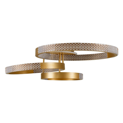 DIAMOND KLV-101-0228 Φωτιστικό Οροφής LED 100W 10000lm 360° AC 220-240V IP20 Ρυθμιζόμενο Λευκό CCT με Χειριστήριο από 2700K έως 6000K Dimmable - Lumileds SMD Chip - Χρυσό Πλατίνα - Μ80 x Π50 x Υ20