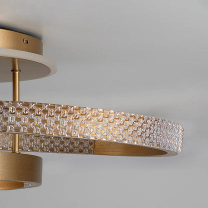 DIAMOND KLV-101-0228 Φωτιστικό Οροφής LED 100W 10000lm 360° AC 220-240V IP20 Ρυθμιζόμενο Λευκό CCT με Χειριστήριο από 2700K έως 6000K Dimmable - Lumileds SMD Chip - Χρυσό Πλατίνα - Μ80 x Π50 x Υ20