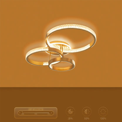 DIAMOND KLV-101-0228 Φωτιστικό Οροφής LED 100W 10000lm 360° AC 220-240V IP20 Ρυθμιζόμενο Λευκό CCT με Χειριστήριο από 2700K έως 6000K Dimmable - Lumileds SMD Chip - Χρυσό Πλατίνα - Μ80 x Π50 x Υ20