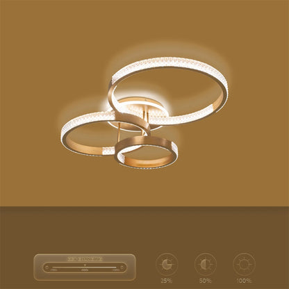 DIAMOND KLV-101-0228 Φωτιστικό Οροφής LED 100W 10000lm 360° AC 220-240V IP20 Ρυθμιζόμενο Λευκό CCT με Χειριστήριο από 2700K έως 6000K Dimmable - Lumileds SMD Chip - Χρυσό Πλατίνα - Μ80 x Π50 x Υ20