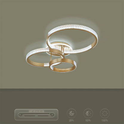 DIAMOND KLV-101-0228 Φωτιστικό Οροφής LED 100W 10000lm 360° AC 220-240V IP20 Ρυθμιζόμενο Λευκό CCT με Χειριστήριο από 2700K έως 6000K Dimmable - Lumileds SMD Chip - Χρυσό Πλατίνα - Μ80 x Π50 x Υ20