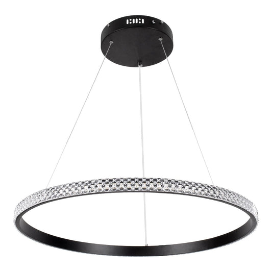 DIAMOND KLV-101-0229 Κρεμαστό Φωτιστικό Οροφής LED 45W 4500lm 180° AC 220-240V IP20 Ρυθμιζόμενο Λευκό CCT με Χειριστήριο από 2700K έως 6000K Dimmable - Lumileds SMD Chip - Μαύρο Ματ - Μ60 x Π60 x Υ3