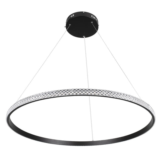 DIAMOND KLV-101-0231 Κρεμαστό Φωτιστικό Οροφής LED 67W 6700lm 180° AC 220-240V IP20 Ρυθμιζόμενο Λευκό CCT με Χειριστήριο από 2700K έως 6000K Dimmable - Lumileds SMD Chip - Μαύρο Ματ - Μ80 x Π80 x Υ3
