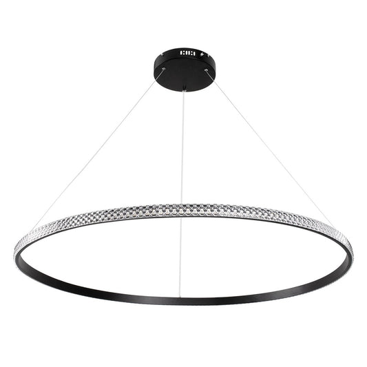 DIAMOND KLV-101-0233 Κρεμαστό Φωτιστικό Οροφής LED 75W 7500lm 180° AC 220-240V IP20 Ρυθμιζόμενο Λευκό CCT με Χειριστήριο από 2700K έως 6000K Dimmable - Lumileds SMD Chip - Μαύρο Ματ - Μ100 x Π100 x Υ3