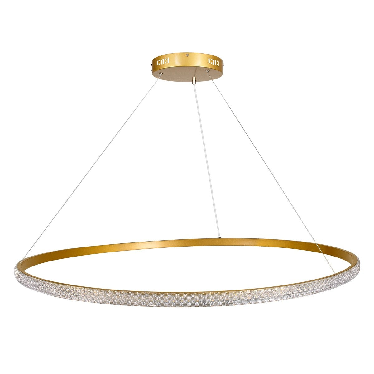 DIAMOND KLV-101-0234 Κρεμαστό Φωτιστικό Οροφής LED 75W 7500lm 180° AC 220-240V IP20 Ρυθμιζόμενο Λευκό CCT με Χειριστήριο από 2700K έως 6000K Dimmable - Lumileds SMD Chip - Χρυσό Πλατίνα - Μ100 x Π100 x Υ3