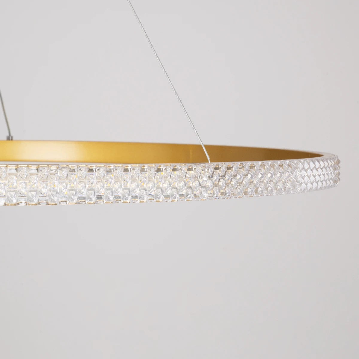DIAMOND KLV-101-0234 Κρεμαστό Φωτιστικό Οροφής LED 75W 7500lm 180° AC 220-240V IP20 Ρυθμιζόμενο Λευκό CCT με Χειριστήριο από 2700K έως 6000K Dimmable - Lumileds SMD Chip - Χρυσό Πλατίνα - Μ100 x Π100 x Υ3