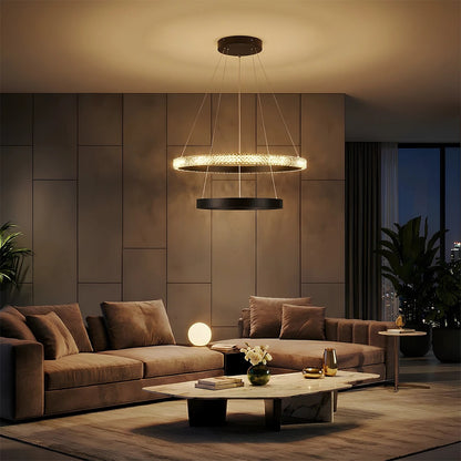 DIAMOND KLV-101-0235 Κρεμαστό Φωτιστικό Οροφής LED 75W 7500lm 360° AC 220-240V IP20 Ρυθμιζόμενο Λευκό CCT με Χειριστήριο από 2700K έως 6000K Dimmable - Lumileds SMD Chip - Μαύρο Ματ - Μ60 x Π60 x Υ40