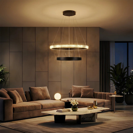DIAMOND KLV-101-0235 Κρεμαστό Φωτιστικό Οροφής LED 75W 7500lm 360° AC 220-240V IP20 Ρυθμιζόμενο Λευκό CCT με Χειριστήριο από 2700K έως 6000K Dimmable - Lumileds SMD Chip - Μαύρο Ματ - Μ60 x Π60 x Υ40