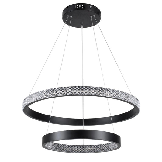 DIAMOND KLV-101-0235 Κρεμαστό Φωτιστικό Οροφής LED 75W 7500lm 360° AC 220-240V IP20 Ρυθμιζόμενο Λευκό CCT με Χειριστήριο από 2700K έως 6000K Dimmable - Lumileds SMD Chip - Μαύρο Ματ - Μ60 x Π60 x Υ40