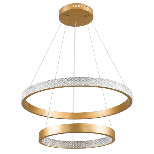 DIAMOND KLV-101-0236 Κρεμαστό Φωτιστικό Οροφής LED 75W 7500lm 360° AC 220-240V IP20 Ρυθμιζόμενο Λευκό CCT με Χειριστήριο από 2700K έως 6000K Dimmable - Lumileds SMD Chip - Χρυσό Πλατίνα - Μ60 x Π60 x Υ40