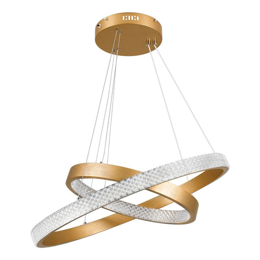 DIAMOND KLV-101-0236-V2 Κρεμαστό Φωτιστικό Οροφής LED 75W 7500lm 360° AC 220-240V IP20 Ρυθμιζόμενο Λευκό CCT με Χειριστήριο από 2700K έως 6000K Dimmable - Lumileds SMD Chip - Χρυσό Πλατίνα - Μ60 x Π60 x Υ40