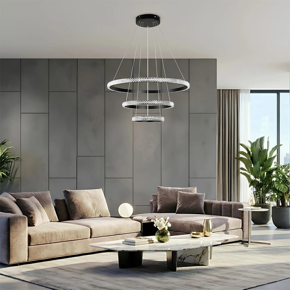 DIAMOND KLV-101-0237 Κρεμαστό Φωτιστικό Οροφής LED 100W 10000lm 180° AC 220-240V IP20 Ρυθμιζόμενο Λευκό CCT με Χειριστήριο από 2700K έως 6000K Dimmable - Lumileds SMD Chip - Μαύρο Ματ - Μ60 x Π60 x Υ60