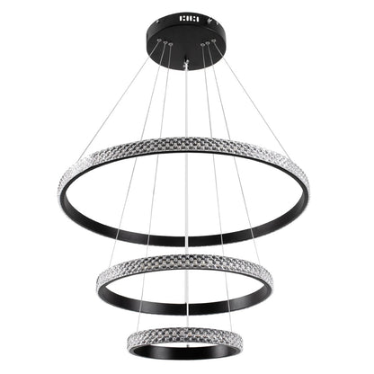 DIAMOND KLV-101-0237 Κρεμαστό Φωτιστικό Οροφής LED 100W 10000lm 180° AC 220-240V IP20 Ρυθμιζόμενο Λευκό CCT με Χειριστήριο από 2700K έως 6000K Dimmable - Lumileds SMD Chip - Μαύρο Ματ - Μ60 x Π60 x Υ60