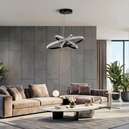 DIAMOND KLV-101-0237-V2 Κρεμαστό Φωτιστικό Οροφής LED 100W 10000lm 180° AC 220-240V IP20 Ρυθμιζόμενο Λευκό CCT με Χειριστήριο από 2700K έως 6000K Dimmable - Lumileds SMD Chip - Μαύρο Ματ - Μ60 x Π60 x Υ60