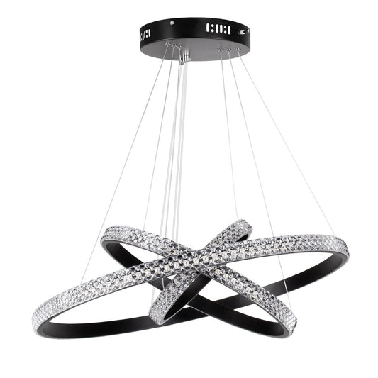 DIAMOND KLV-101-0237-V2 Κρεμαστό Φωτιστικό Οροφής LED 100W 10000lm 180° AC 220-240V IP20 Ρυθμιζόμενο Λευκό CCT με Χειριστήριο από 2700K έως 6000K Dimmable - Lumileds SMD Chip - Μαύρο Ματ - Μ60 x Π60 x Υ60