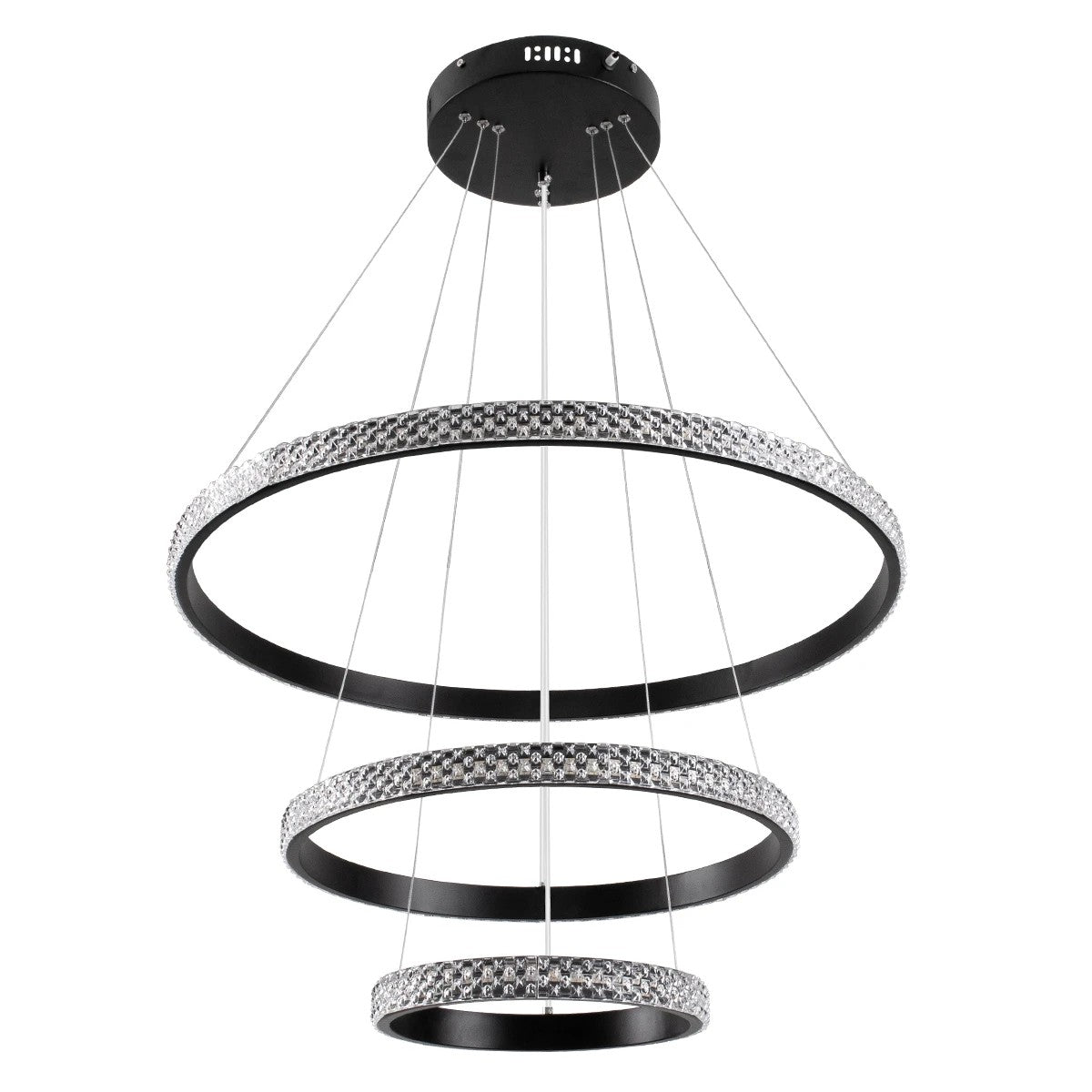 DIAMOND KLV-101-0237-V2 Κρεμαστό Φωτιστικό Οροφής LED 100W 10000lm 180° AC 220-240V IP20 Ρυθμιζόμενο Λευκό CCT με Χειριστήριο από 2700K έως 6000K Dimmable - Lumileds SMD Chip - Μαύρο Ματ - Μ60 x Π60 x Υ60