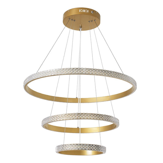DIAMOND KLV-101-0238 Κρεμαστό Φωτιστικό Οροφής LED 100W 10000lm 180° AC 220-240V IP20 Ρυθμιζόμενο Λευκό CCT με Χειριστήριο από 2700K έως 6000K Dimmable - Lumileds SMD Chip - Χρυσό Πλατίνα - Μ60 x Π60 x Υ60