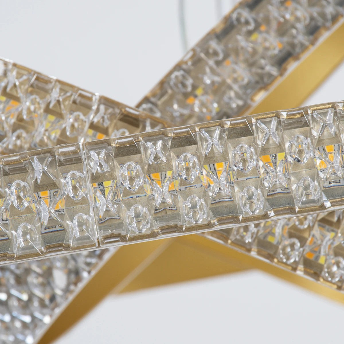 DIAMOND KLV-101-0238 Κρεμαστό Φωτιστικό Οροφής LED 100W 10000lm 180° AC 220-240V IP20 Ρυθμιζόμενο Λευκό CCT με Χειριστήριο από 2700K έως 6000K Dimmable - Lumileds SMD Chip - Χρυσό Πλατίνα - Μ60 x Π60 x Υ60