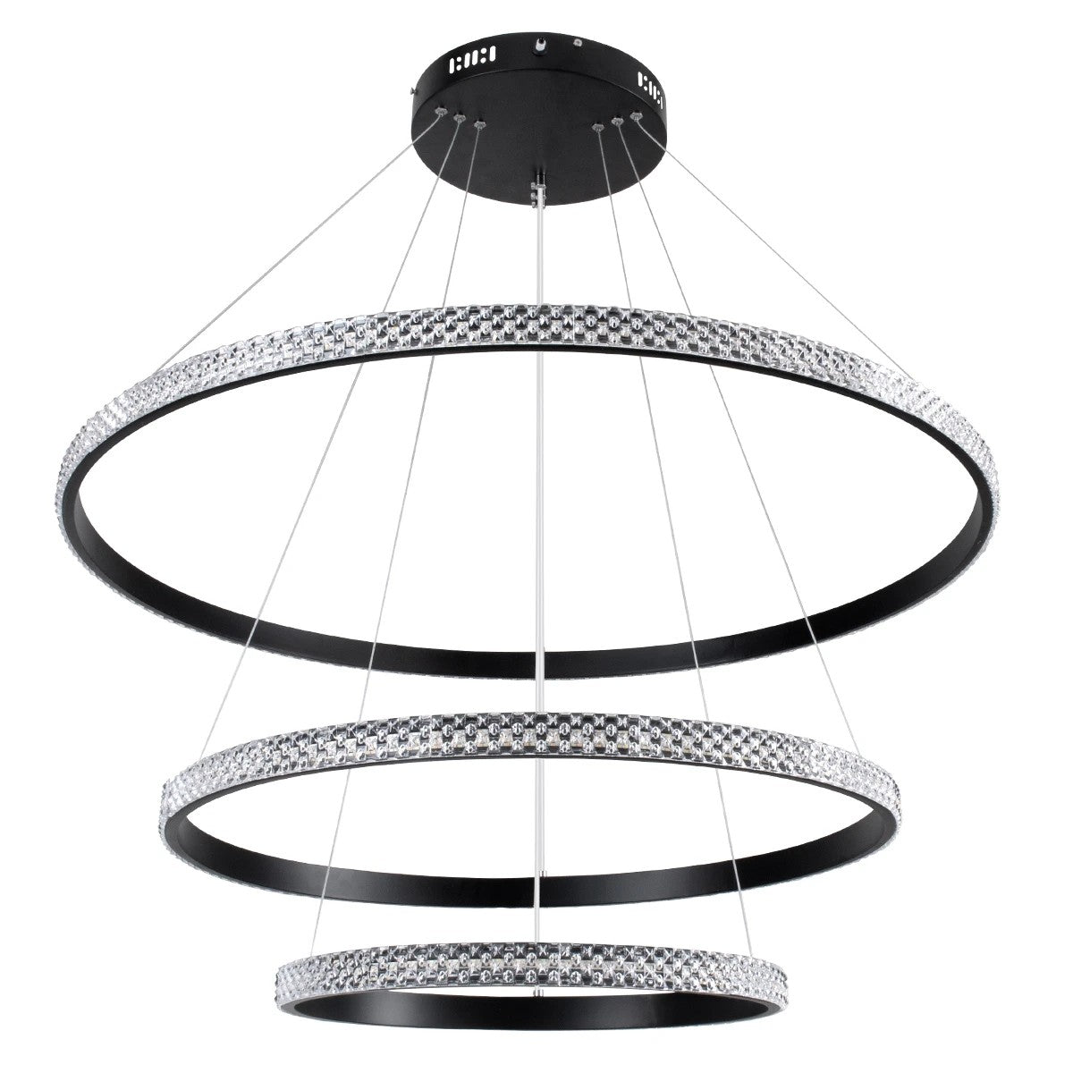 DIAMOND KLV-101-0239 Κρεμαστό Φωτιστικό Οροφής LED 120W 12000lm 180° AC 220-240V IP20 Ρυθμιζόμενο Λευκό CCT με Χειριστήριο από 2700K έως 6000K Dimmable - Lumileds SMD Chip - Μαύρο Ματ - Μ80 x Π80 x Υ80