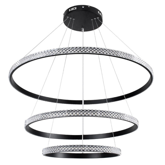 DIAMOND KLV-101-0239 Κρεμαστό Φωτιστικό Οροφής LED 120W 12000lm 180° AC 220-240V IP20 Ρυθμιζόμενο Λευκό CCT με Χειριστήριο από 2700K έως 6000K Dimmable - Lumileds SMD Chip - Μαύρο Ματ - Μ80 x Π80 x Υ80