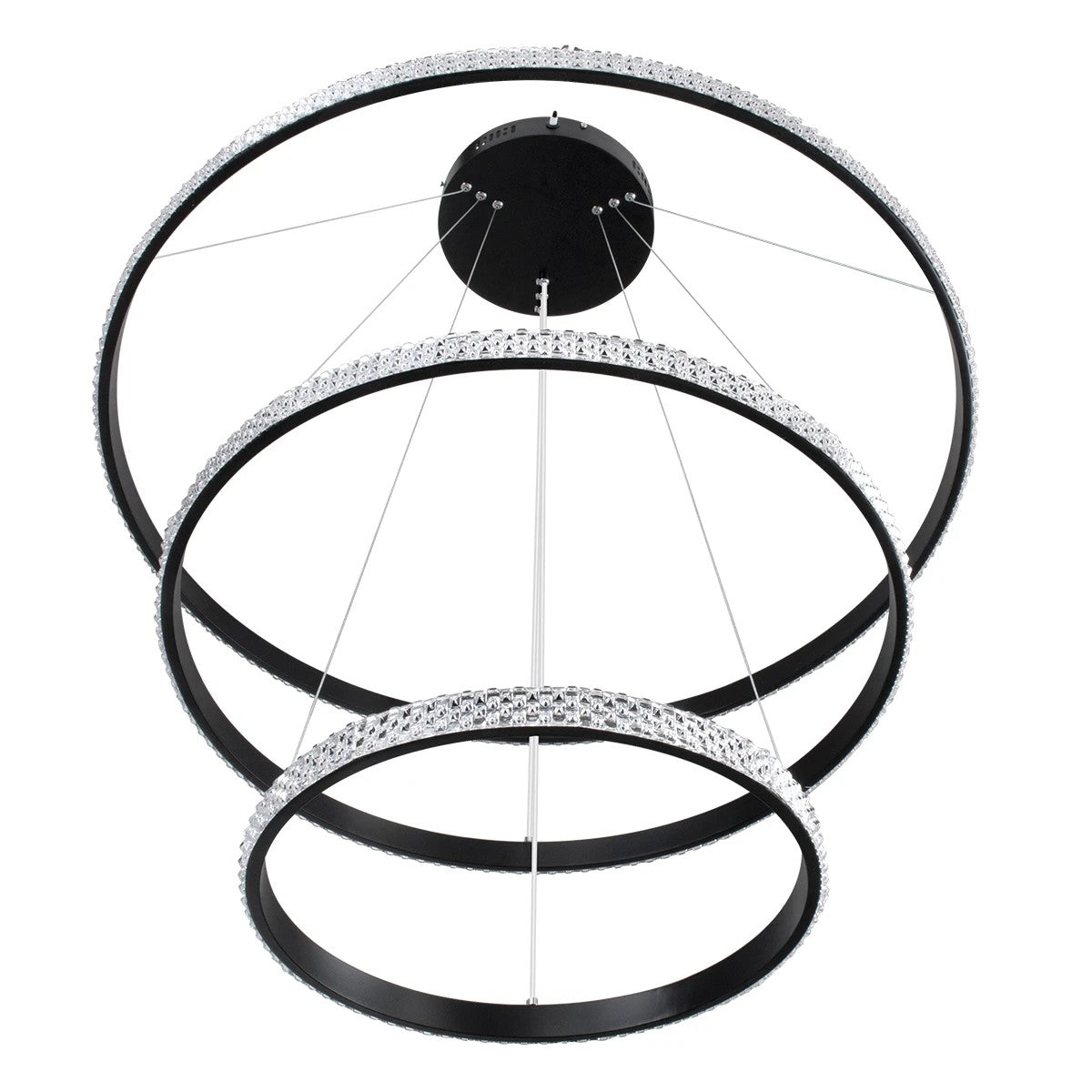 DIAMOND KLV-101-0239 Κρεμαστό Φωτιστικό Οροφής LED 120W 12000lm 180° AC 220-240V IP20 Ρυθμιζόμενο Λευκό CCT με Χειριστήριο από 2700K έως 6000K Dimmable - Lumileds SMD Chip - Μαύρο Ματ - Μ80 x Π80 x Υ80