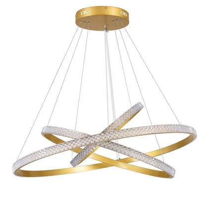DIAMOND KLV-101-0240-V2 Κρεμαστό Φωτιστικό Οροφής LED 120W 12000lm 180° AC 220-240V IP20 Ρυθμιζόμενο Λευκό CCT με Χειριστήριο από 2700K έως 6000K Dimmable - Lumileds SMD Chip - Χρυσό Πλατίνα - Μ80 x Π80 x Υ80