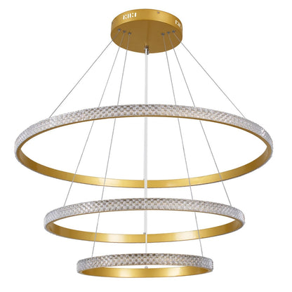 DIAMOND KLV-101-0240-V2 Κρεμαστό Φωτιστικό Οροφής LED 120W 12000lm 180° AC 220-240V IP20 Ρυθμιζόμενο Λευκό CCT με Χειριστήριο από 2700K έως 6000K Dimmable - Lumileds SMD Chip - Χρυσό Πλατίνα - Μ80 x Π80 x Υ80