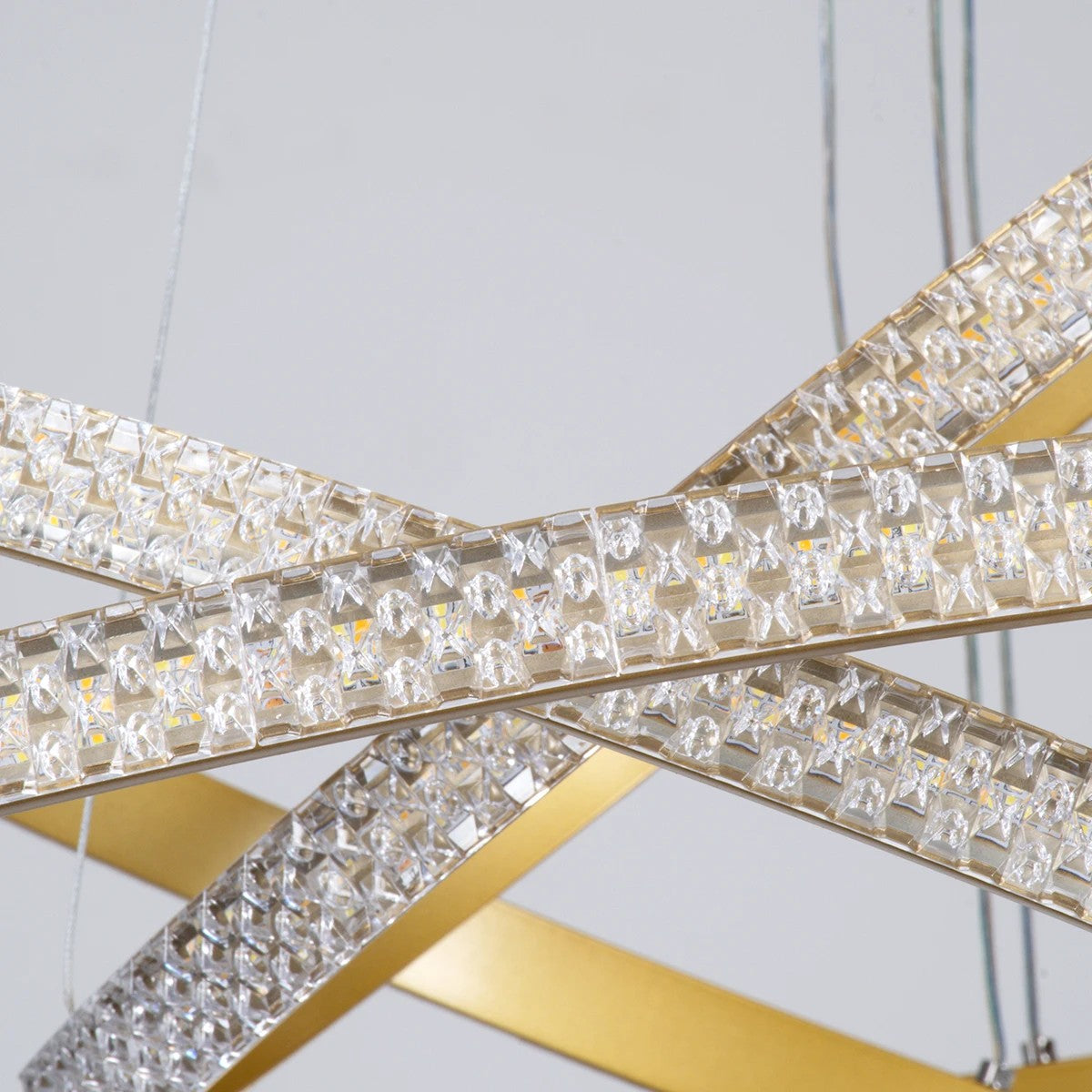 DIAMOND KLV-101-0240-V2 Κρεμαστό Φωτιστικό Οροφής LED 120W 12000lm 180° AC 220-240V IP20 Ρυθμιζόμενο Λευκό CCT με Χειριστήριο από 2700K έως 6000K Dimmable - Lumileds SMD Chip - Χρυσό Πλατίνα - Μ80 x Π80 x Υ80