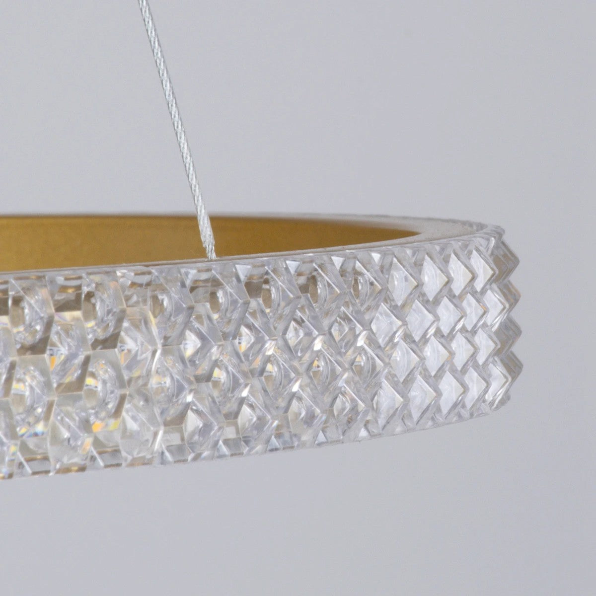 DIAMOND KLV-101-0240-V2 Κρεμαστό Φωτιστικό Οροφής LED 120W 12000lm 180° AC 220-240V IP20 Ρυθμιζόμενο Λευκό CCT με Χειριστήριο από 2700K έως 6000K Dimmable - Lumileds SMD Chip - Χρυσό Πλατίνα - Μ80 x Π80 x Υ80