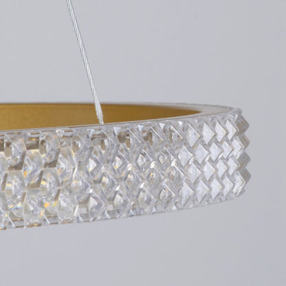 DIAMOND KLV-101-0240-V2 Κρεμαστό Φωτιστικό Οροφής LED 120W 12000lm 180° AC 220-240V IP20 Ρυθμιζόμενο Λευκό CCT με Χειριστήριο από 2700K έως 6000K Dimmable - Lumileds SMD Chip - Χρυσό Πλατίνα - Μ80 x Π80 x Υ80