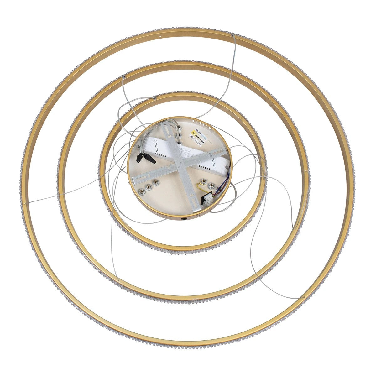 DIAMOND KLV-101-0240-V2 Κρεμαστό Φωτιστικό Οροφής LED 120W 12000lm 180° AC 220-240V IP20 Ρυθμιζόμενο Λευκό CCT με Χειριστήριο από 2700K έως 6000K Dimmable - Lumileds SMD Chip - Χρυσό Πλατίνα - Μ80 x Π80 x Υ80