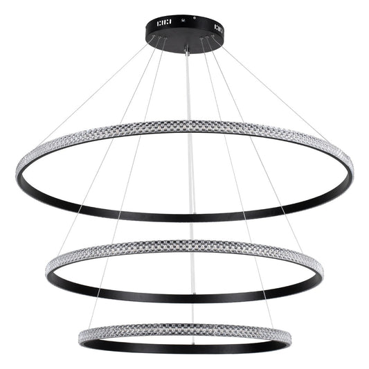 DIAMOND KLV-101-0241 Κρεμαστό Φωτιστικό Οροφής LED 150W 15000lm 180° AC 220-240V IP20 Ρυθμιζόμενο Λευκό CCT με Χειριστήριο από 2700K έως 6000K Dimmable - Lumileds SMD Chip - Μαύρο Ματ - Μ100 x Π100 x Υ100