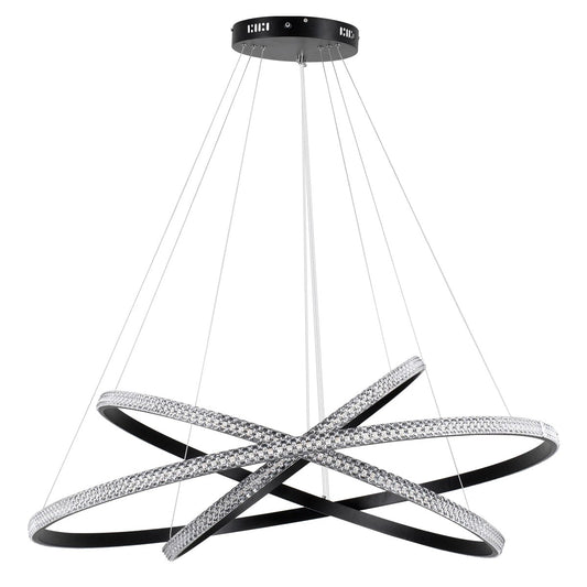 DIAMOND KLV-101-0241-V2 Κρεμαστό Φωτιστικό Οροφής LED 150W 15000lm 180° AC 220-240V IP20 Ρυθμιζόμενο Λευκό CCT με Χειριστήριο από 2700K έως 6000K Dimmable - Lumileds SMD Chip - Μαύρο Ματ - Μ100 x Π100 x Υ100
