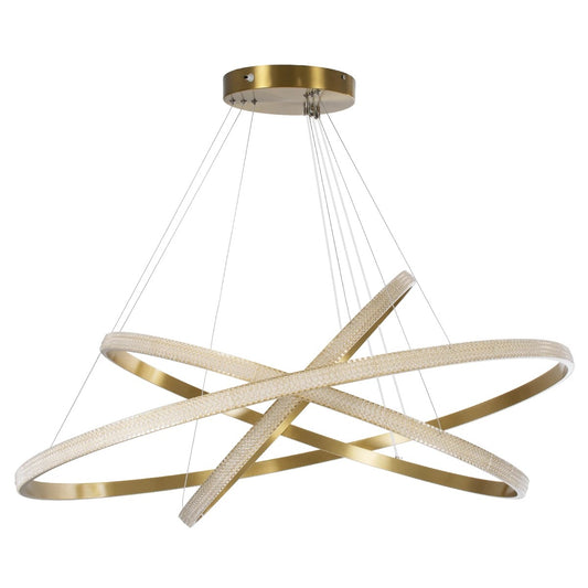 DIAMOND KLV-101-0242-V2 Κρεμαστό Φωτιστικό Οροφής LED 150W 15000lm 180° AC 220-240V IP20 Ρυθμιζόμενο Λευκό CCT με Χειριστήριο από 2700K έως 6000K Dimmable - Lumileds SMD Chip - Χρυσό Πλατίνα - Μ100 x Π100 x Υ100