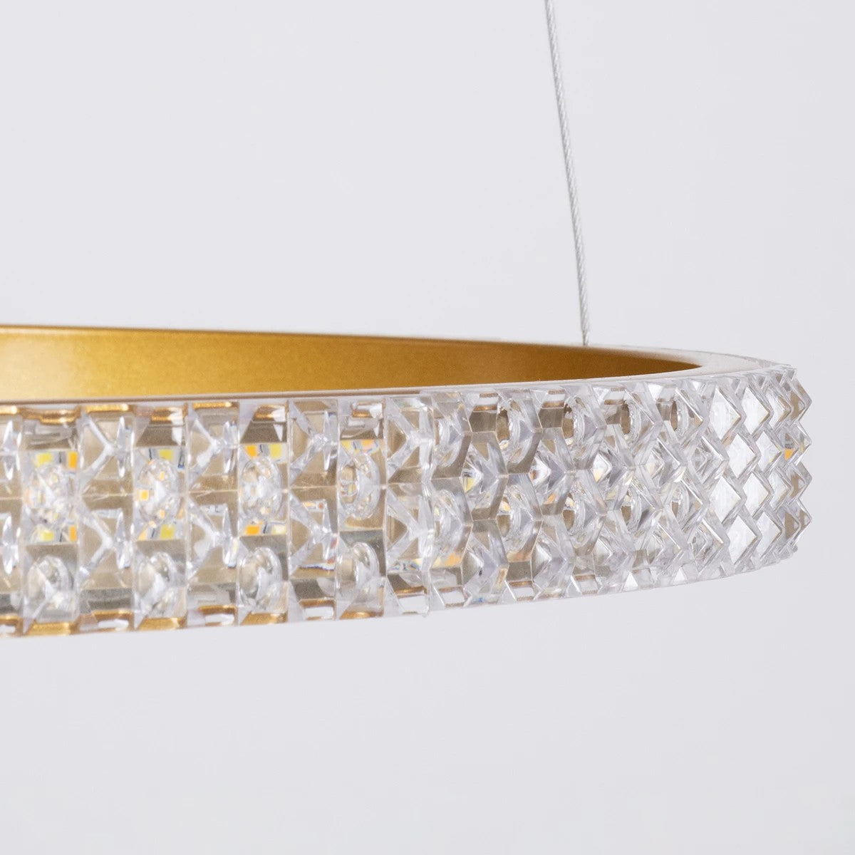 DIAMOND KLV-101-0244 Κρεμαστό Φωτιστικό Οροφής LED 100W 10000lm 180° AC 220-240V IP20 Ρυθμιζόμενο Λευκό CCT με Χειριστήριο από 2700K έως 6000K Dimmable - Lumileds SMD Chip - Χρυσό Πλατίνα - Μ110 x Π110 x Υ60