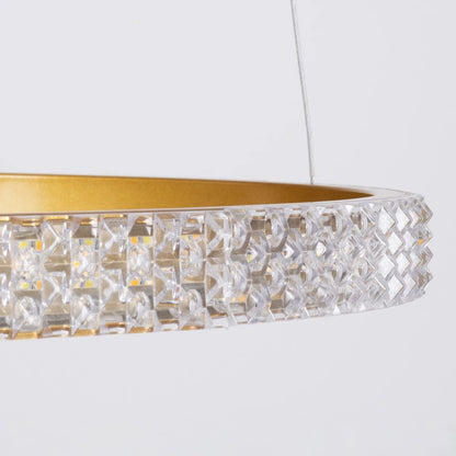 DIAMOND KLV-101-0244 Κρεμαστό Φωτιστικό Οροφής LED 100W 10000lm 180° AC 220-240V IP20 Ρυθμιζόμενο Λευκό CCT με Χειριστήριο από 2700K έως 6000K Dimmable - Lumileds SMD Chip - Χρυσό Πλατίνα - Μ110 x Π110 x Υ60