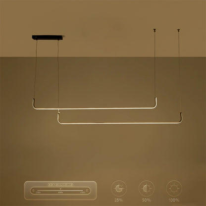 LINARIA KLV-101-0258 Κρεμαστό Φωτιστικό Οροφής LED 72W 7200lm 180° AC 220-240V IP20 Ρυθμιζόμενο Λευκό CCT με Χειριστήριο από 2700K έως 6000K Dimmable - Lumileds SMD Chip - Μαύρο Ματ - Μ130 x Π4 x Υ25