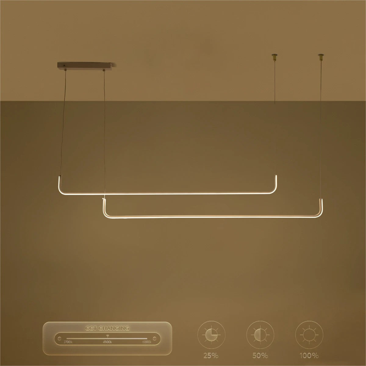 LINARIA KLV-101-0259 Κρεμαστό Φωτιστικό Οροφής LED 72W 7200lm 180° AC 220-240V IP20 Ρυθμιζόμενο Λευκό CCT με Χειριστήριο από 2700K έως 6000K Dimmable - Lumileds SMD Chip - Λευκό Ματ - Μ130 x Π4 x Υ25