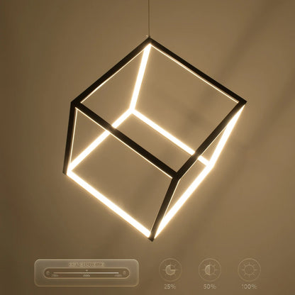 KIBOO KLV-101-0261 Κρεμαστό Φωτιστικό Οροφής LED 36W 3600lm 360° AC 220-240V IP20 Ρυθμιζόμενο Λευκό CCT με Χειριστήριο από 2700K έως 6000K Dimmable - Lumileds SMD Chip - Μαύρο Ματ - Μ40 x Π40 x Υ40