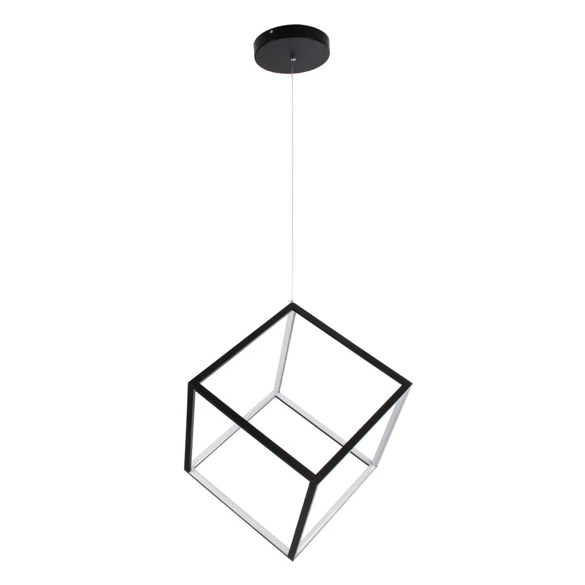 KIBOO KLV-101-0261 Κρεμαστό Φωτιστικό Οροφής LED 36W 3600lm 360° AC 220-240V IP20 Ρυθμιζόμενο Λευκό CCT με Χειριστήριο από 2700K έως 6000K Dimmable - Lumileds SMD Chip - Μαύρο Ματ - Μ40 x Π40 x Υ40