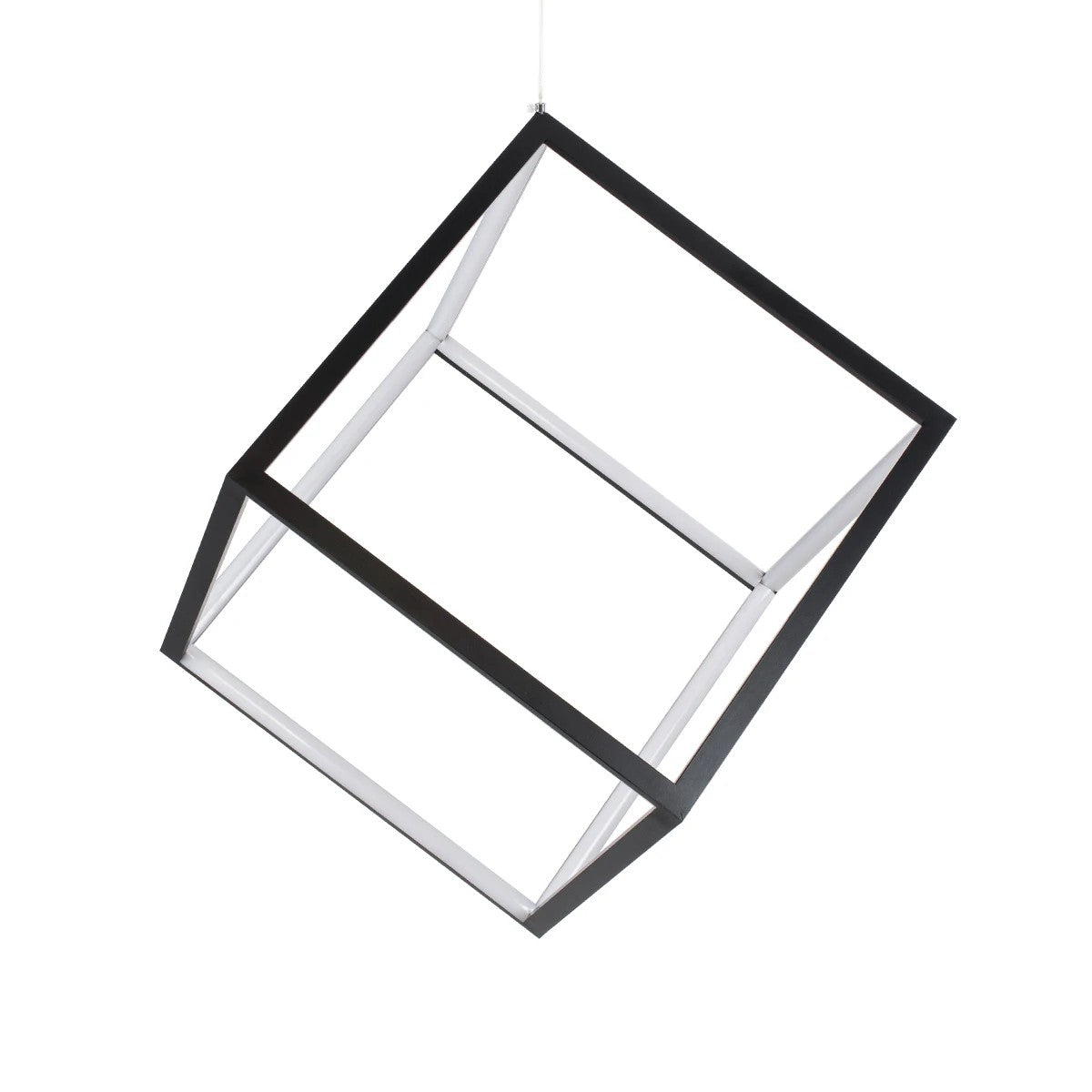 KIBOO KLV-101-0261 Κρεμαστό Φωτιστικό Οροφής LED 36W 3600lm 360° AC 220-240V IP20 Ρυθμιζόμενο Λευκό CCT με Χειριστήριο από 2700K έως 6000K Dimmable - Lumileds SMD Chip - Μαύρο Ματ - Μ40 x Π40 x Υ40