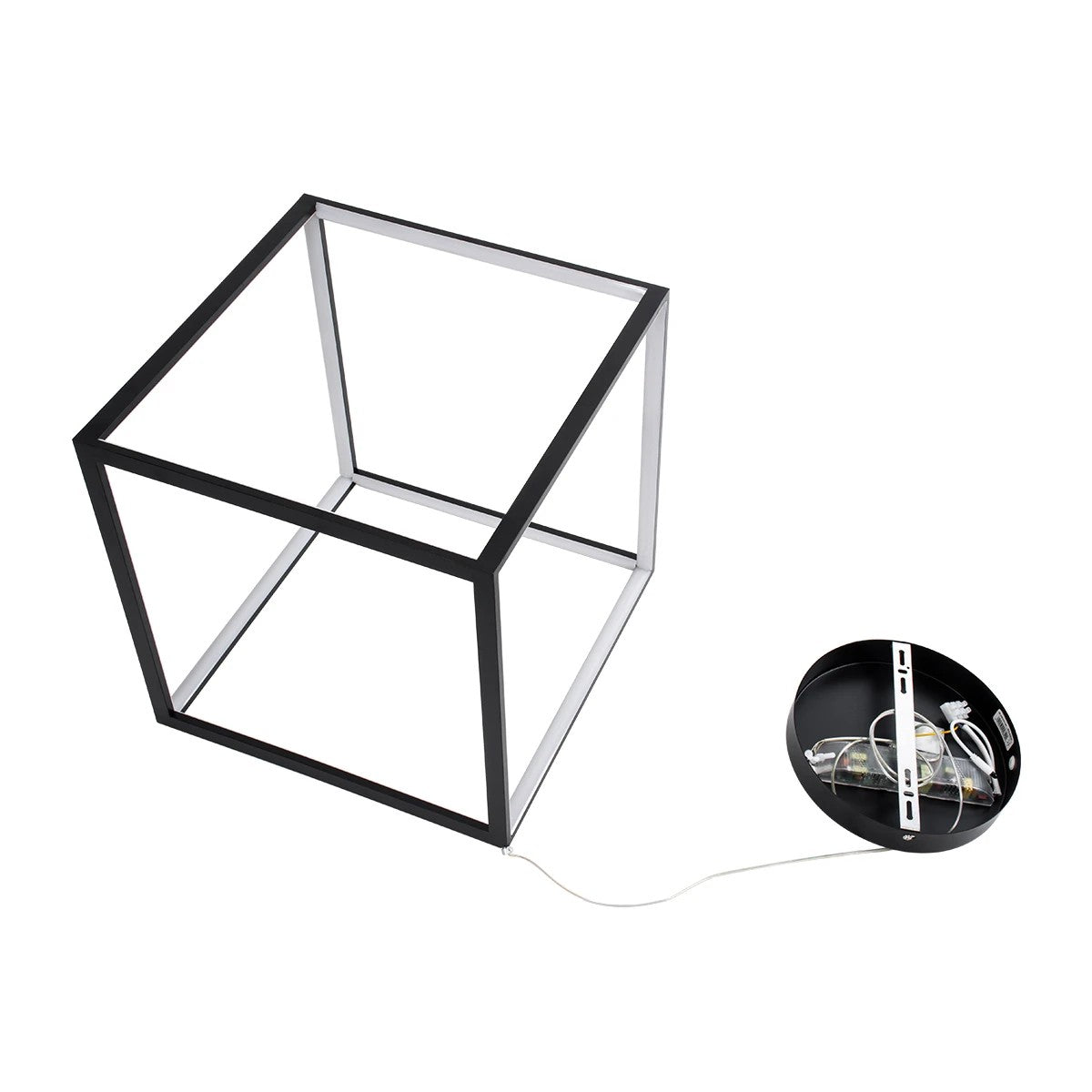 KIBOO KLV-101-0261 Κρεμαστό Φωτιστικό Οροφής LED 36W 3600lm 360° AC 220-240V IP20 Ρυθμιζόμενο Λευκό CCT με Χειριστήριο από 2700K έως 6000K Dimmable - Lumileds SMD Chip - Μαύρο Ματ - Μ40 x Π40 x Υ40
