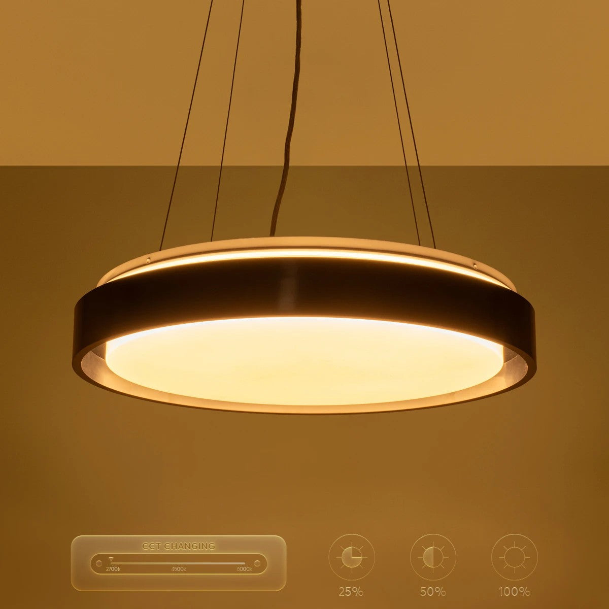 BARCHETTA KLV-101-0265 Κρεμαστό Φωτιστικό Οροφής LED 72W 7200lm 120° AC 220-240V IP20 Ρυθμιζόμενο Λευκό CCT με Χειριστήριο από 2700K έως 6000K Dimmable - Lumileds SMD Chip - Μαύρο Ματ - Μ48 x Π48 x Υ8.2