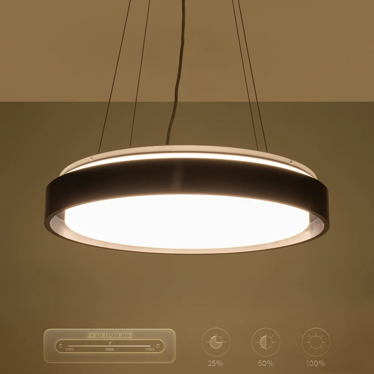 BARCHETTA KLV-101-0265 Κρεμαστό Φωτιστικό Οροφής LED 72W 7200lm 120° AC 220-240V IP20 Ρυθμιζόμενο Λευκό CCT με Χειριστήριο από 2700K έως 6000K Dimmable - Lumileds SMD Chip - Μαύρο Ματ - Μ48 x Π48 x Υ8.2