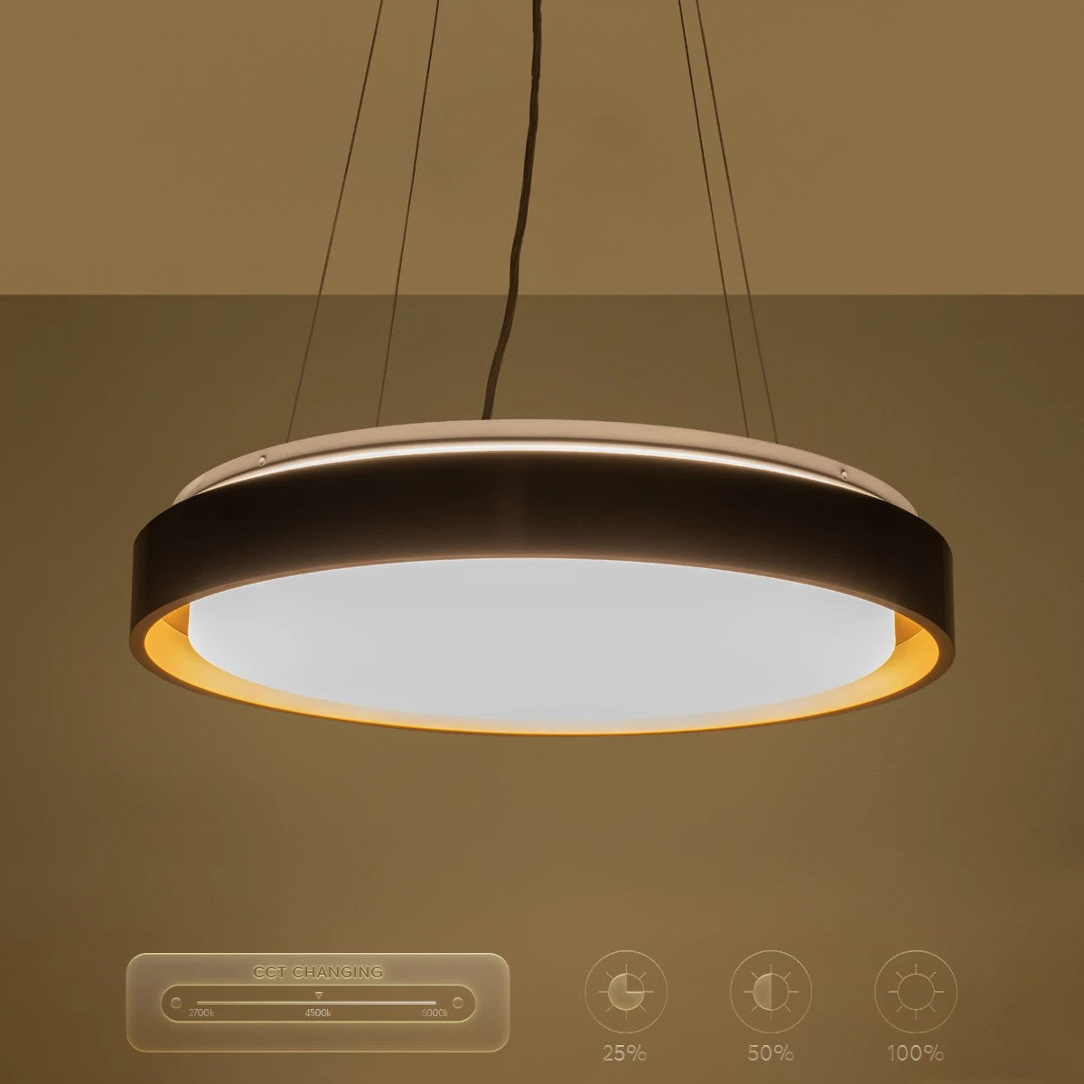 BARCHETTA KLV-101-0266 Κρεμαστό Φωτιστικό Οροφής LED 72W 7200lm 120° AC 220-240V IP20 Ρυθμιζόμενο Λευκό CCT με Χειριστήριο από 2700K έως 6000K Dimmable - Lumileds SMD Chip - Μαύρο & Σαμπανιζέ Χρυσό Ματ - Μ48 x Π48 x Υ8.2